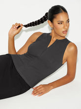 Cotton Blend Ribbed Zip-Front Sleeveless Top